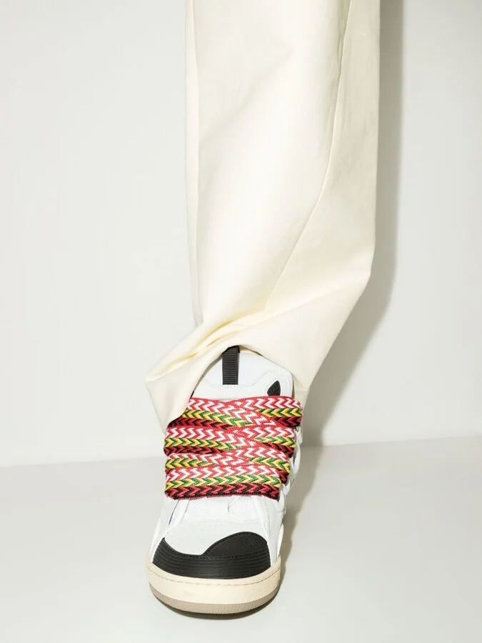 White Curb Low Top Leather Trainers - Image 3