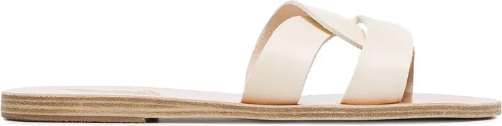 white Desmos double strap leather sandals