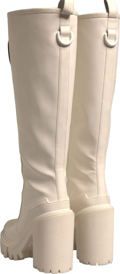 White DG Logo Hi Trekking Plateau Biker Boots Women's Shoes - Image 5