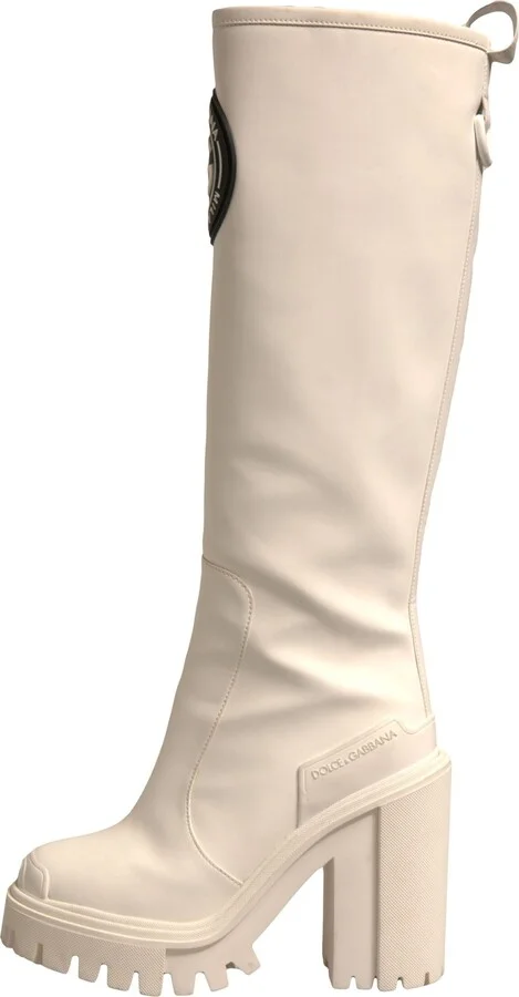 White DG Logo Hi Trekking Plateau Biker Boots Women's Shoes - Image 6