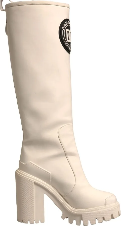 White DG Logo Hi Trekking Plateau Biker Boots Women's Shoes