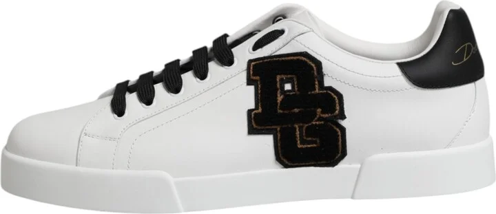 White DG Logo Portofino Low Top Sneakers Men's Shoes - Image 6