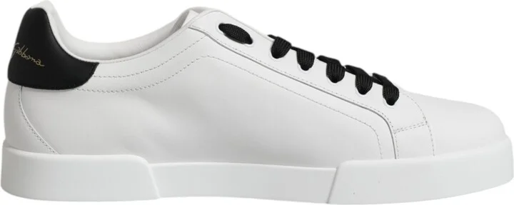 White DG Logo Portofino Low Top Sneakers Men's Shoes