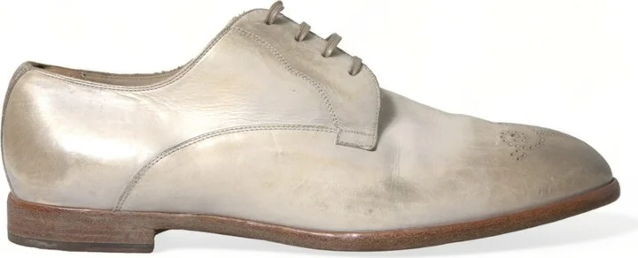 White Distressed Leather Derby Dress Men's Shoes