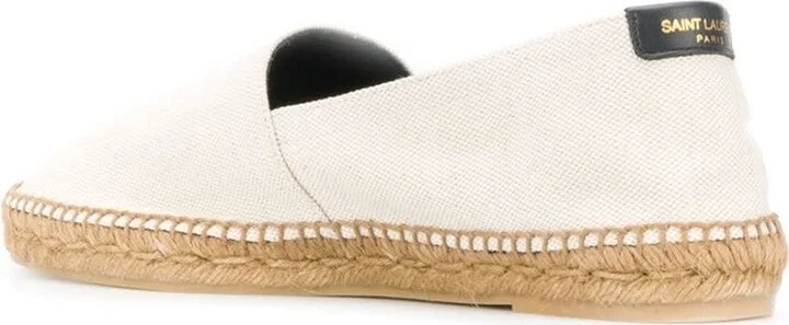 White Espadrilles With Logo Saint Laurent In Cotton And Linen Man - Image 3
