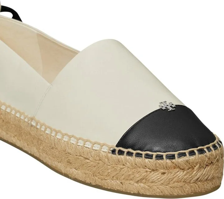 White Espadrilles With Metallic Logo On The Front And Ankle Strap In Leather Woman - Image 3