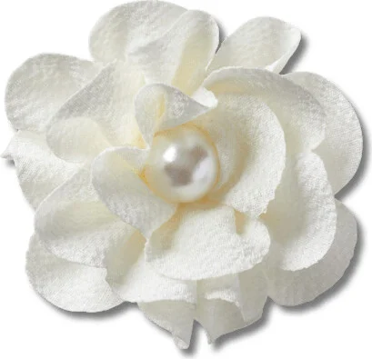 White Fabric Flower With Pearl