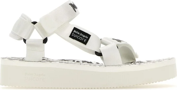 White fabric Palm Angels X Suicoke sandals