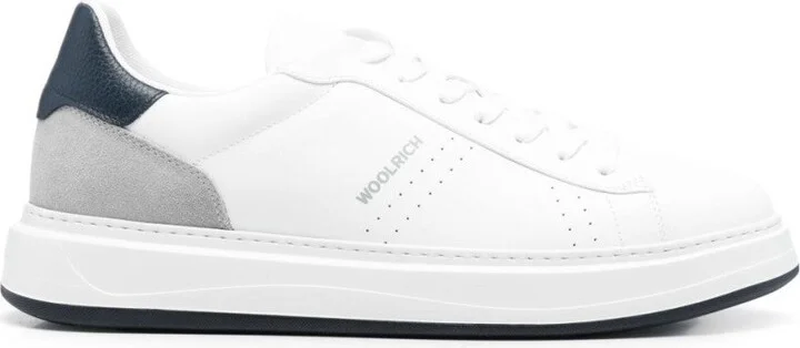 White Front Lace-Up Sneakers With Perforated Toebox