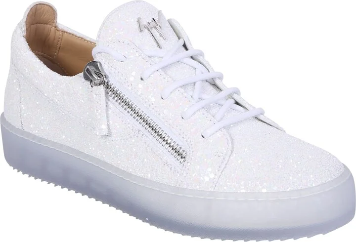 White Glitter Trainers - Image 2