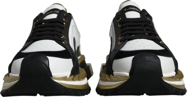 White Gold Black Leather SUPER KING Sneakers Men's Shoes - Image 2