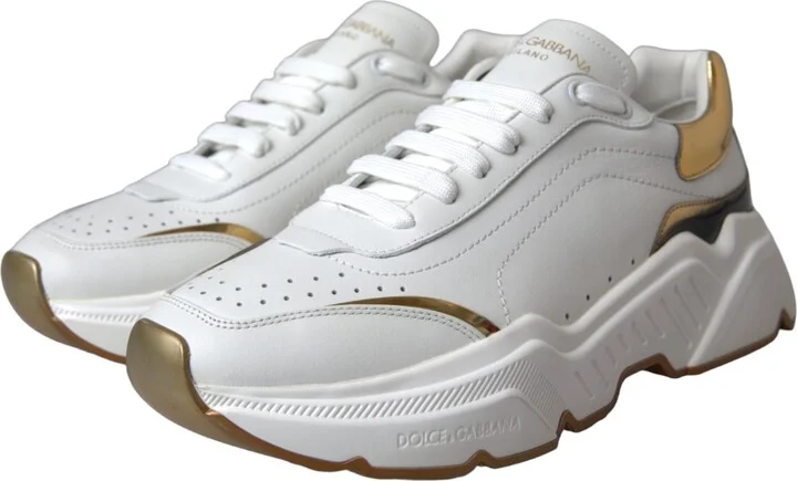 White Gold DAYMASTER Leather Sneakers Women's Shoes (Pre-Owned) - Image 3