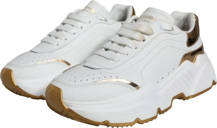 White Gold DAYMASTER Leather Sneakers Women's Shoes (Pre-Owned) - Image 3