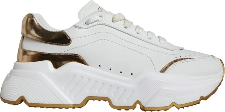 White Gold DAYMASTER Leather Sneakers Women's Shoes (Pre-Owned)