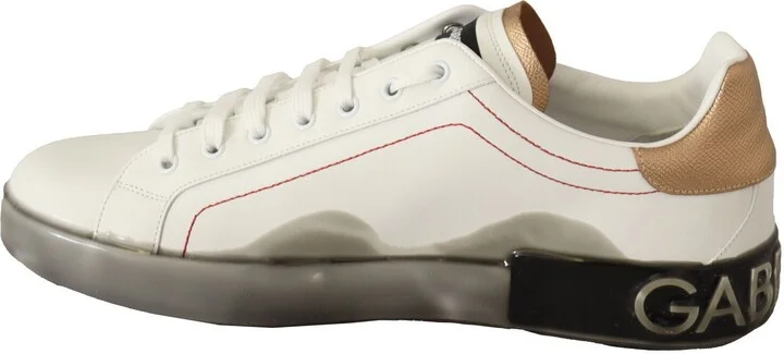 White Gold Leather Low Top Sneakers Casual Men's Shoes - Image 6
