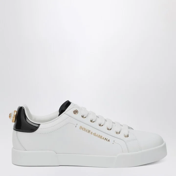 White/gold leather Portofino sneakers