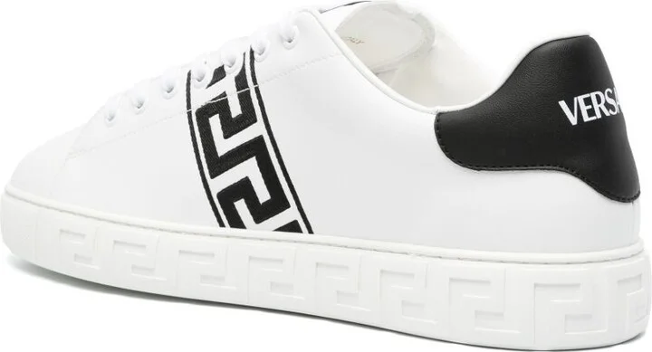 White Greca Embroidered Leather Sneakers - Image 3