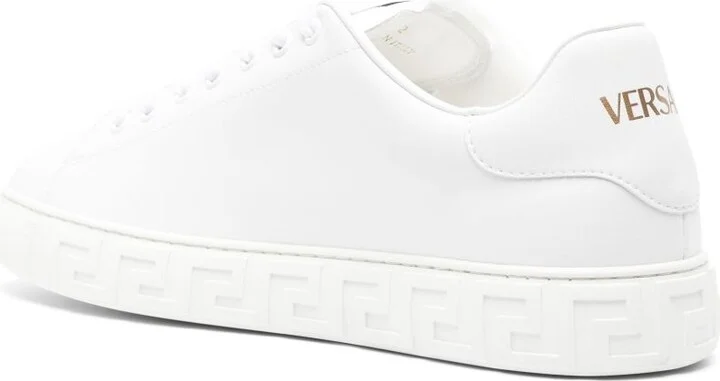 White Greca Faux Leather Sneakers - Image 3