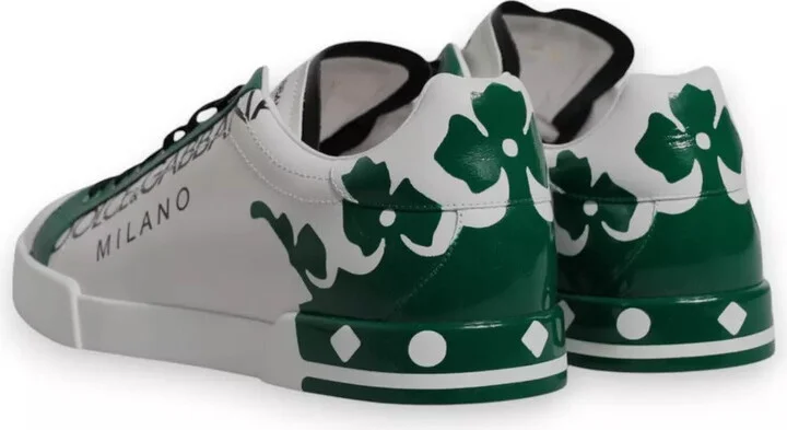 White Green Leather Crown Milano Sneakers Men's Shoes (Pre-Owned) - Image 2