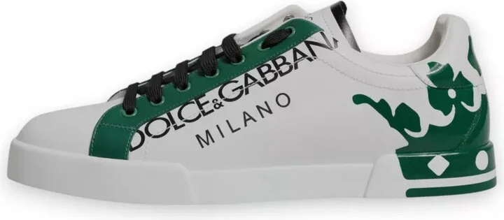 White Green Leather Crown Milano Sneakers Men's Shoes (Pre-Owned) - Image 4