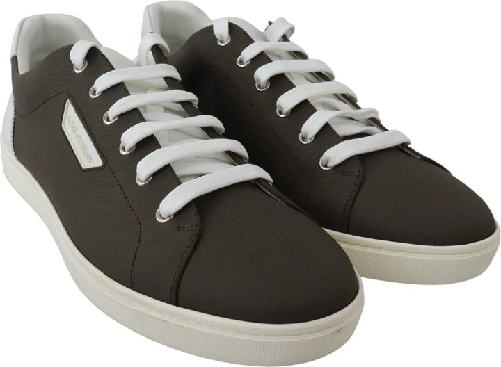 White Green Leather Low Top Sneakers Men's Shoes - Image 5