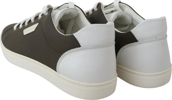 White Green Leather Low Top Sneakers Men's Shoes - Image 6