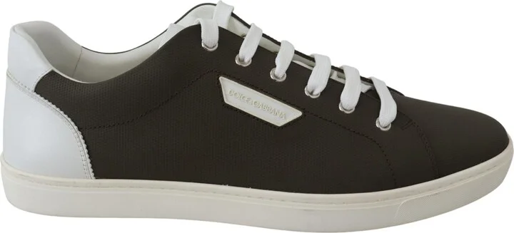White Green Leather Low Top Sneakers Men's Shoes