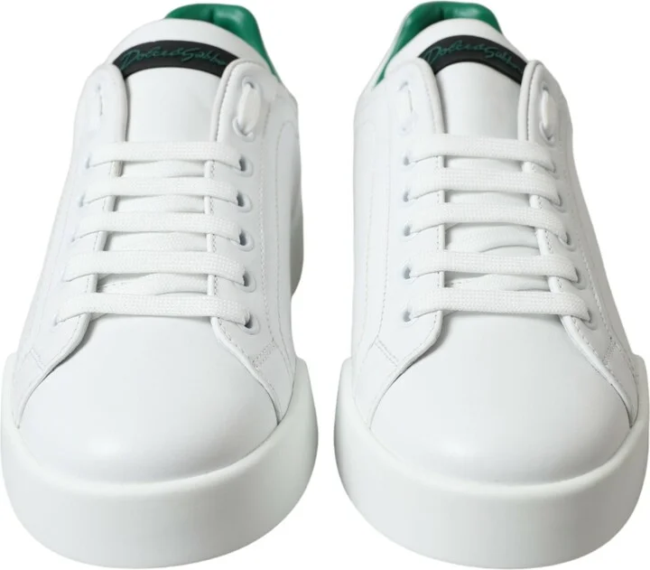 White Green Leather Portofino Sneakers Men's Shoes - Image 2