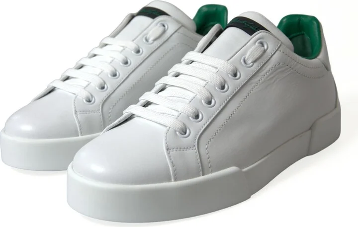 White Green Leather Portofino Sneakers Men's Shoes - Image 3