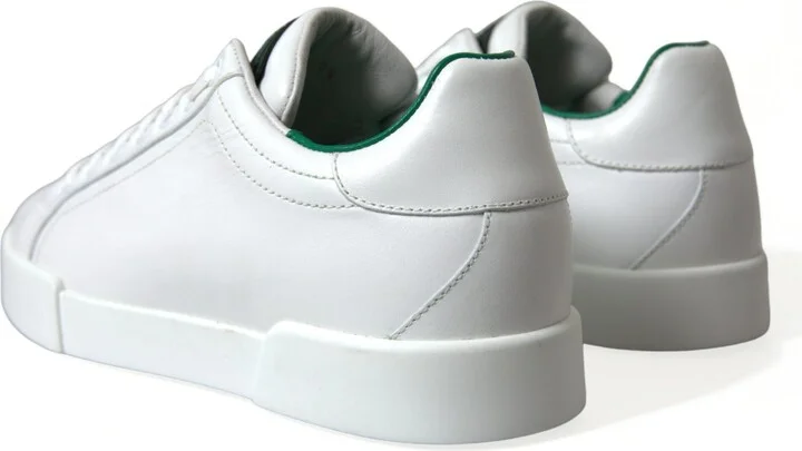 White Green Leather Portofino Sneakers Men's Shoes - Image 4