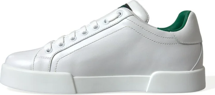 White Green Leather Portofino Sneakers Men's Shoes - Image 5