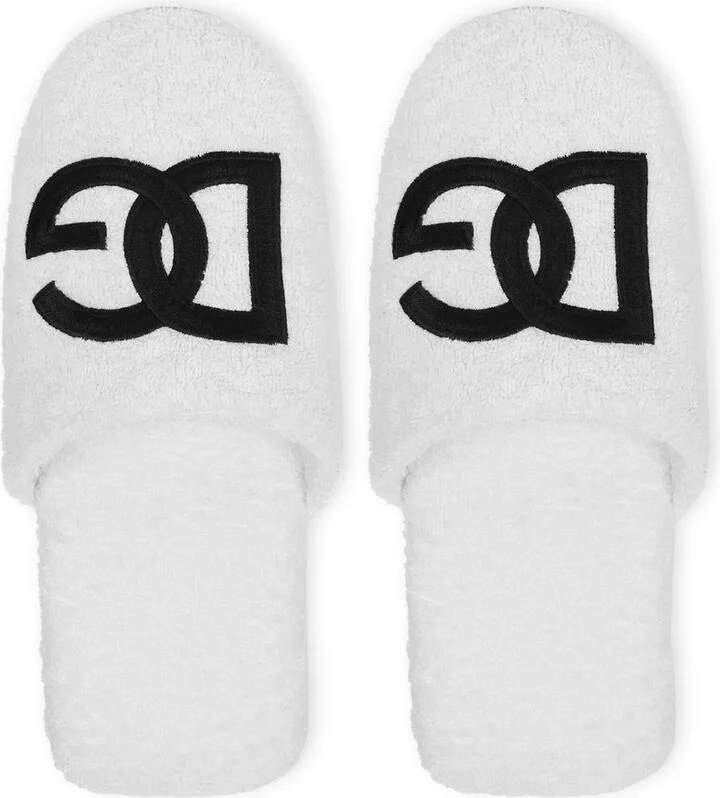White Interlocking DG Logo Slippers - Image 4