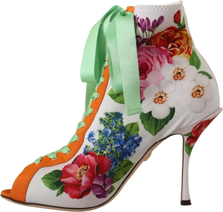 White Jersey Stretch Boots Open Toes Heels Women's Shoes - Image 2