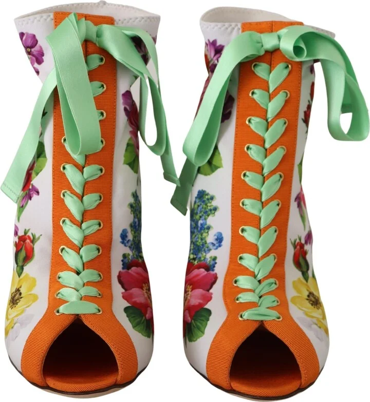 White Jersey Stretch Boots Open Toes Heels Women's Shoes - Image 5