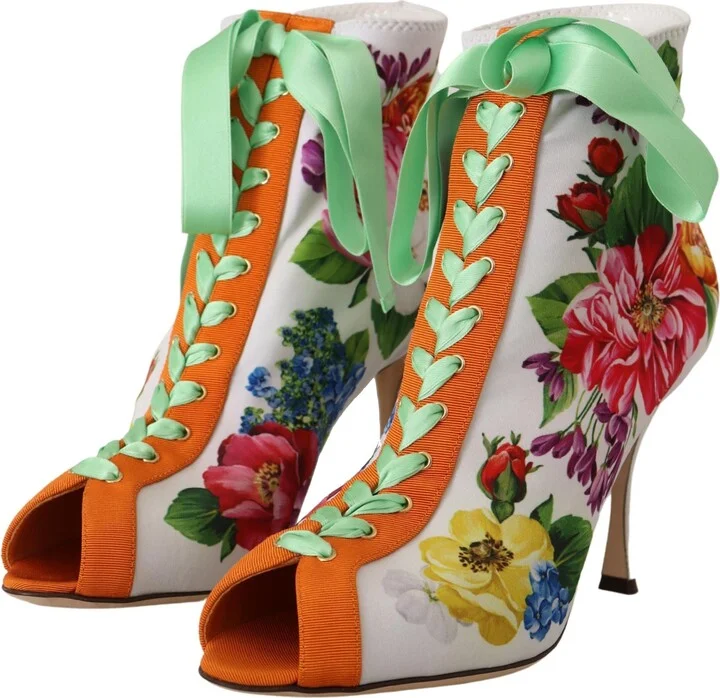 White Jersey Stretch Boots Open Toes Heels Women's Shoes - Image 6