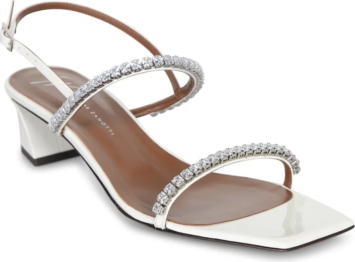 White Jewel Heeled Sandals - Image 2