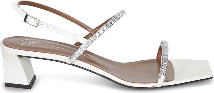 White Jewel Heeled Sandals