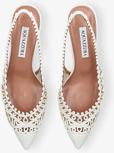 White Kahlo 50 Raffia Slingback Courts Eur 39.5 / 6.5 Uk Women - Image 2