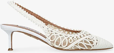 White Kahlo 50 Raffia Slingback Courts Eur 39.5 / 6.5 Uk Women