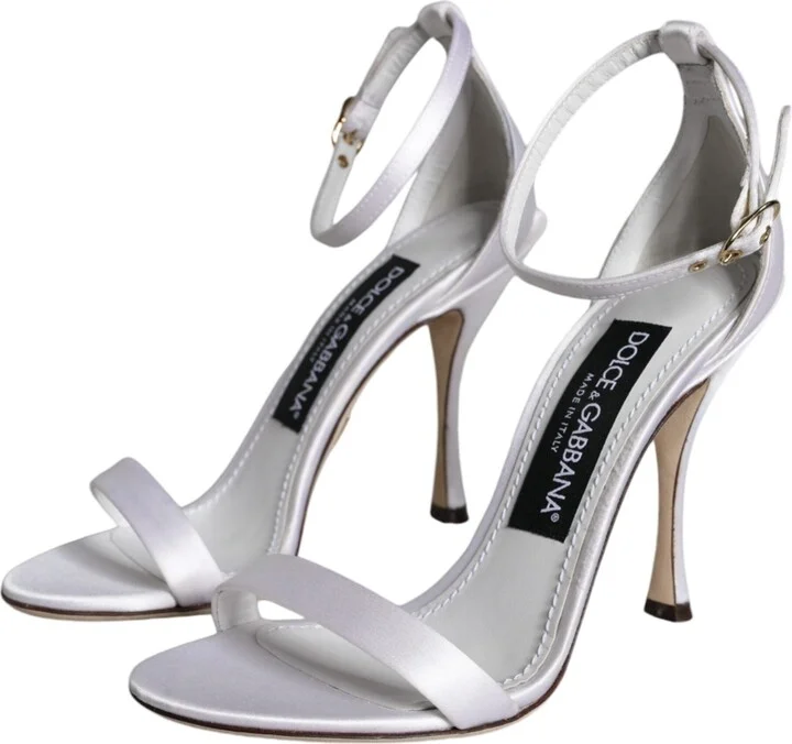 White KEIRA Heels Ankle Strap Sandals Women's Shoes (Pre-Owned) - Image 3