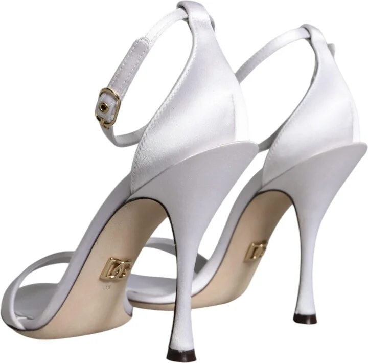 White KEIRA Heels Ankle Strap Sandals Women's Shoes (Pre-Owned) - Image 4