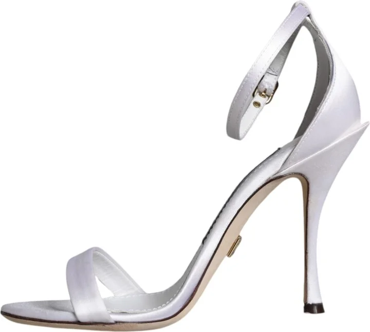 White KEIRA Heels Ankle Strap Sandals Women's Shoes (Pre-Owned) - Image 5