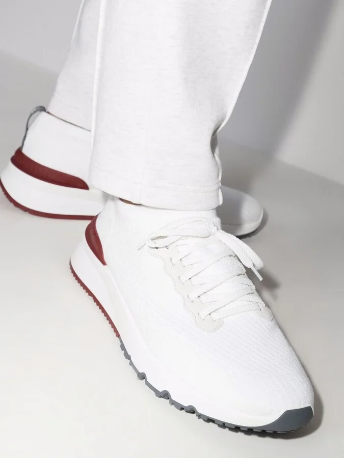 White Knitted Low Top Sneakers - Image 3