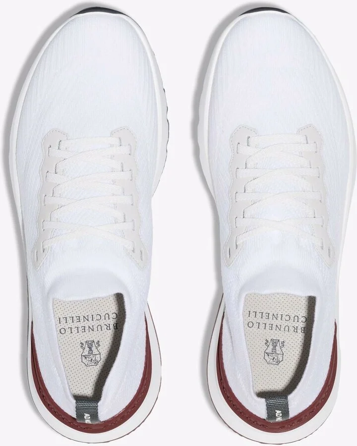 White Knitted Low Top Sneakers - Image 4