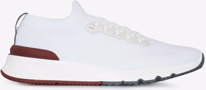 White Knitted Low Top Sneakers