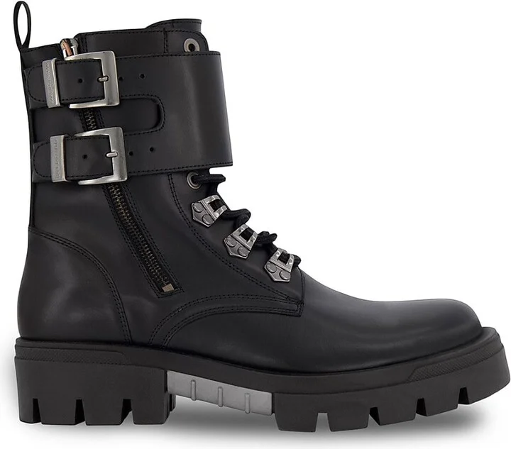 White Label Leather Combat Boots