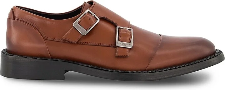 White Label Leather Double Monk Strap Shoes