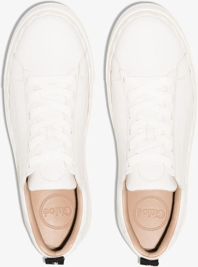 White Lauren Low Top Leather Sneakers - Image 2