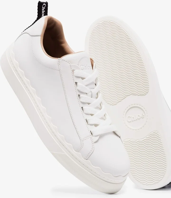 White Lauren Low Top Leather Sneakers - Image 3