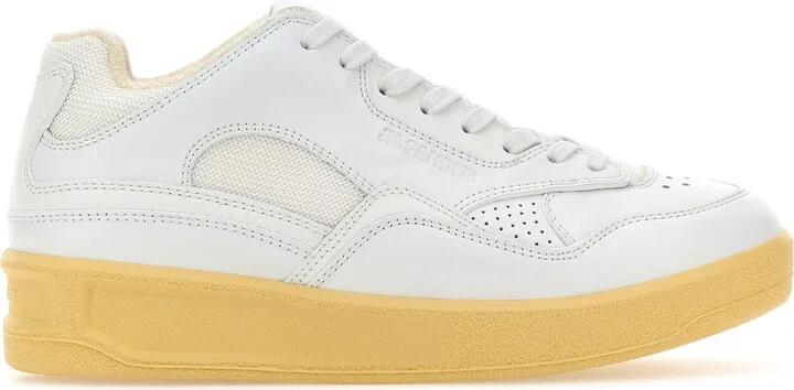 White leather and fabric Basket sneakers